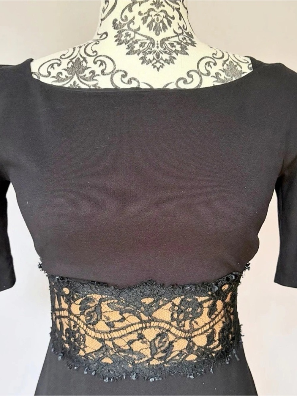 Authentic Emilio Pucci 31R135 Lace Waist Midi Dress Black Size 6 - Picture 6 of 8